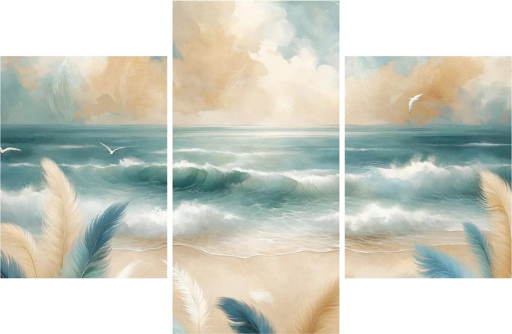 Obraz – Maľovaná pláž v jemných farbách (90x60 cm)