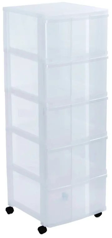 Úložný box s 5 zásuvkami, transparentný, ORGAMIX MAXI