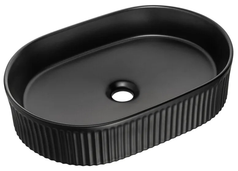 Závěsná skříňka Nova Black II s deskou a umyvadlem 80 cm černá/dub evoke