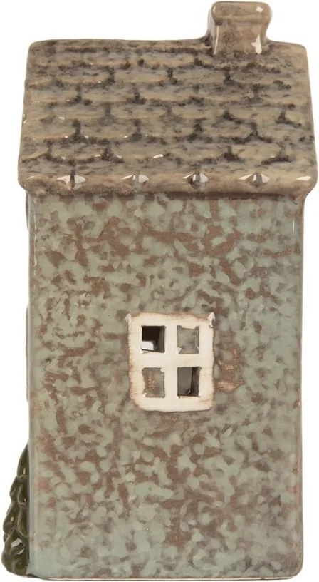 Zelený keramický domček na čajovú sviečku Lamont - 10*8*15 cm