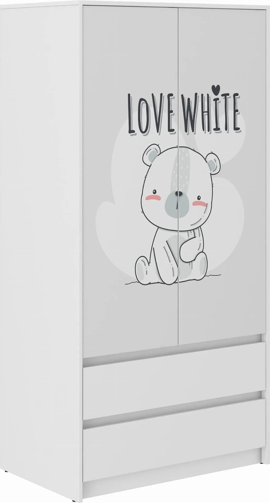 Wooden Toys Detská skriňa B-9 BIELY MEDVEDÍK