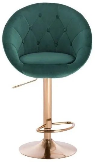 LuxuryForm Barová stolička VERA VELUR na zlatom tanieri - zelená