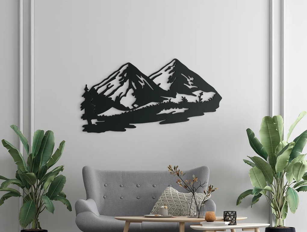 drevko Moderný obraz Hora Rozmer obrazu: 34 x 65 cm, Farba dekorácie: Čierna