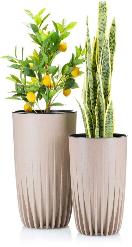 Kvetináč PÁSIKAVÝ ECO III 25 cm latte