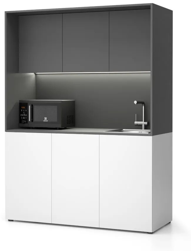 PLAN Kuchynka NIKA s drezom a batériou 1481 x 600 x 2000 mm, grafitová, pravá