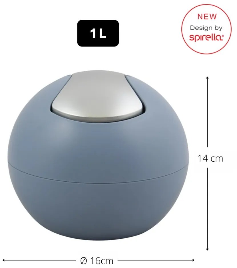 Svetlomodrý plastový odpadkový kôš 1 l Bowl Matt – Spirella