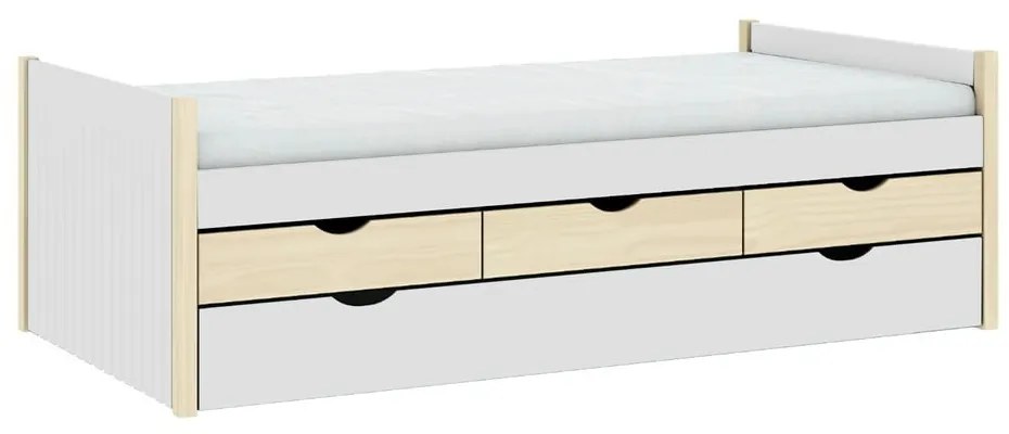 Detská posteľ s úložným priestorom v bielo-prírodnej farbe 90x190 cm Valka – Marckeric