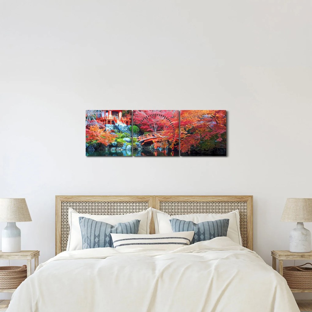 Obraz - Orientálna krajina (s hodinami) (90x30 cm)