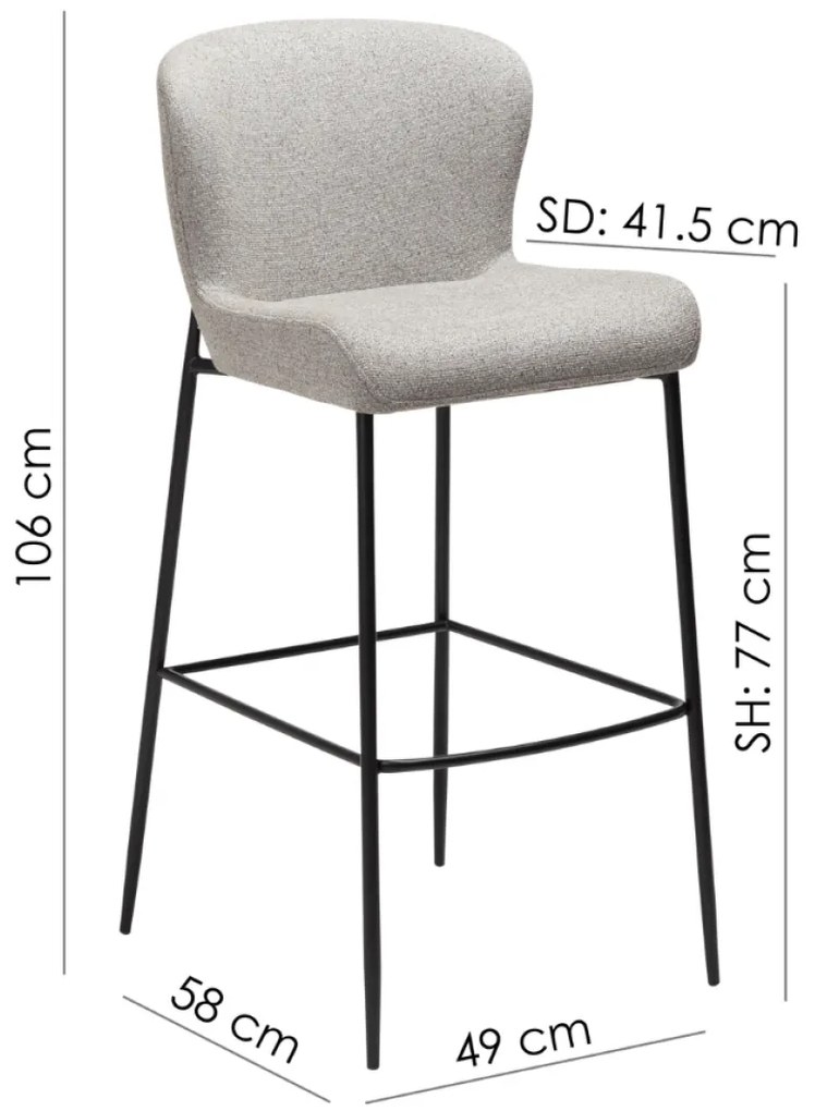 GLAM ČALÚNENÁ BAROVÁ STOLIČKA beige/black