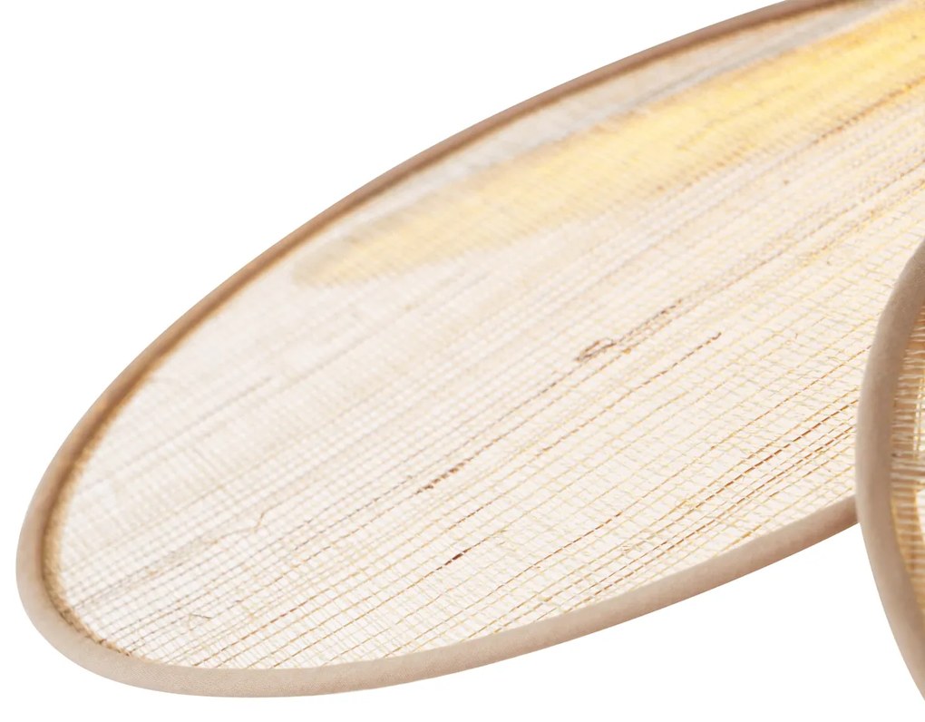 Japandi závesná lampa krémová s ľanovým tienidlom - Aisha