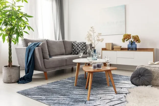 Koberec COZY 8874 Timber sivý/nebeský