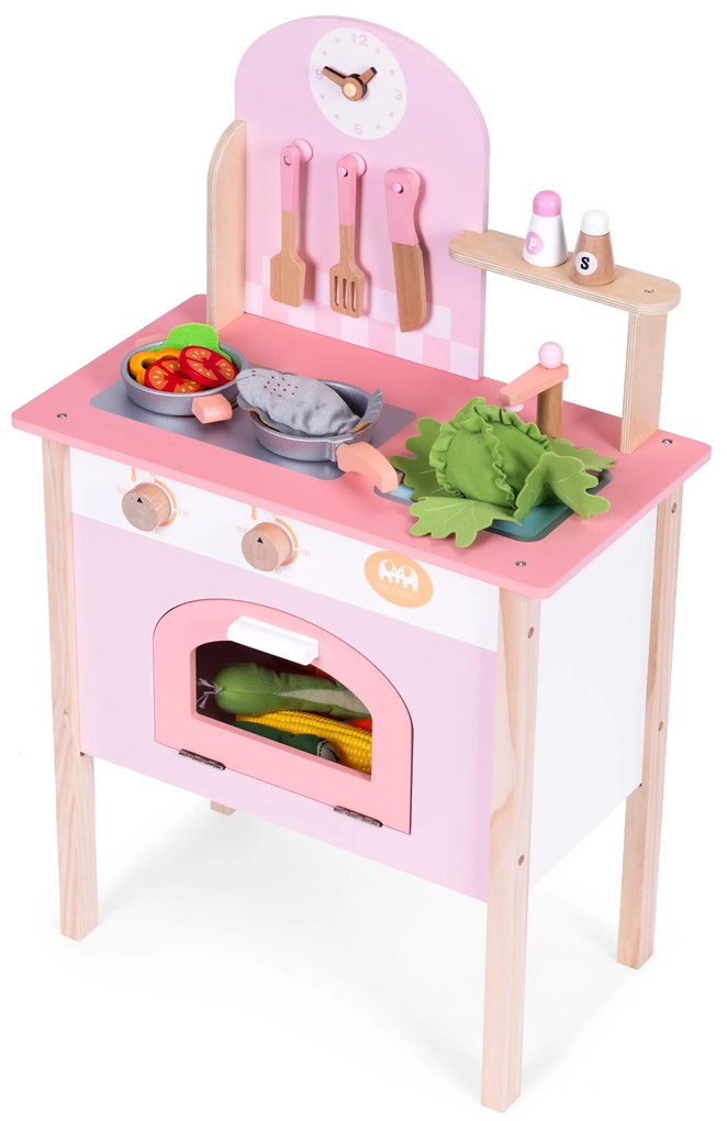 Detská kuchynka ružová s 8 príslušenstvom, batéria na rúru, drez, ECOTOYS