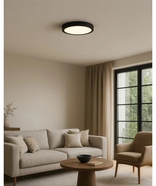 LED stropné svietidlo, 18 W, 230 V, 3000/4000/6500 K, priemer 23 cm, čierne