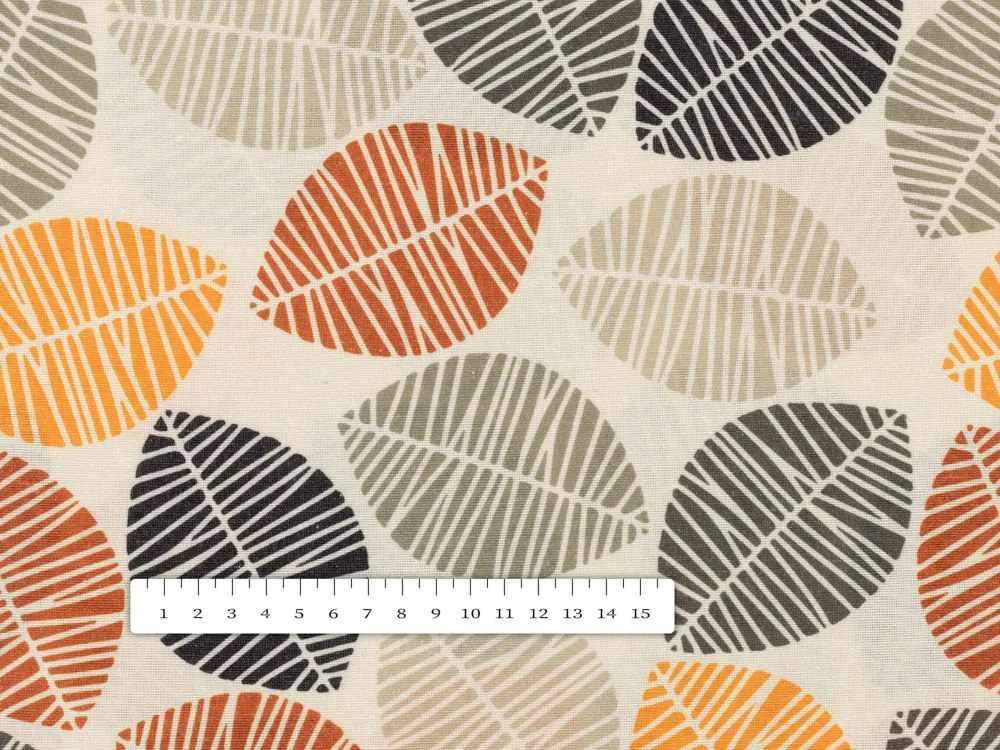 Biante Dekoračný oválny obrus PML-072 Jesenné listy na krémovom 100x140 cm