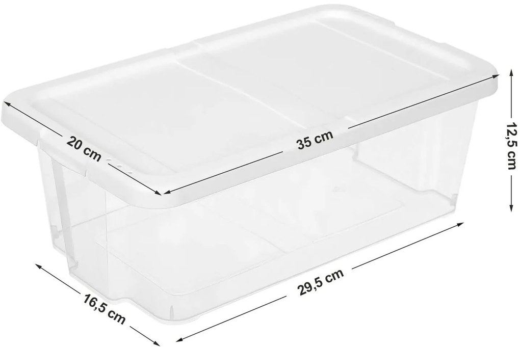 Úložný box Clear, sada 12ks, 16,5x12,5x29,5 cm, transparetná