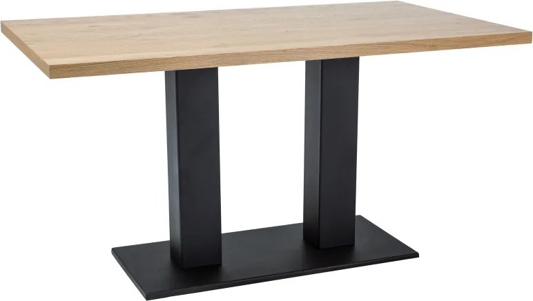 Čierny jedálenský stôl s dubovou doskou SAURON 180x90
