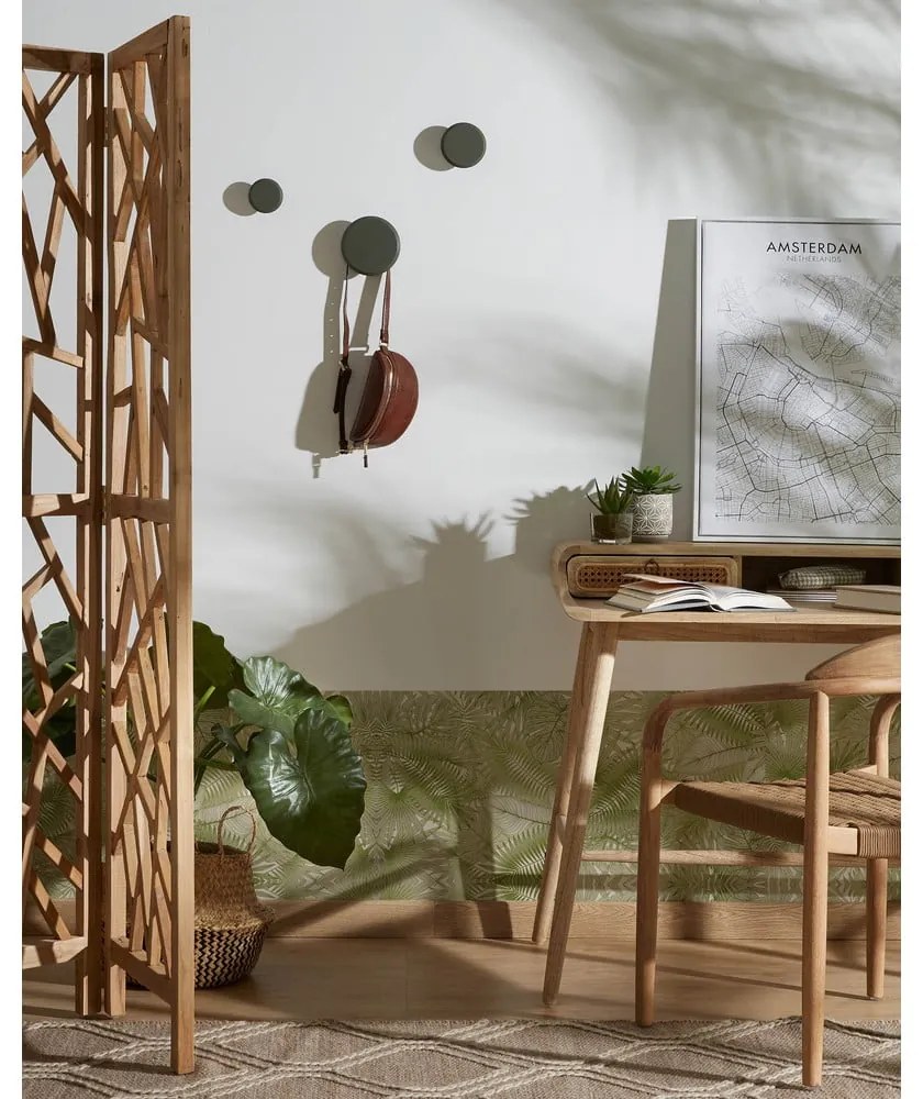 Sivozelené nástenné drevené háčiky v súprave 3 ks Nadua – Kave Home