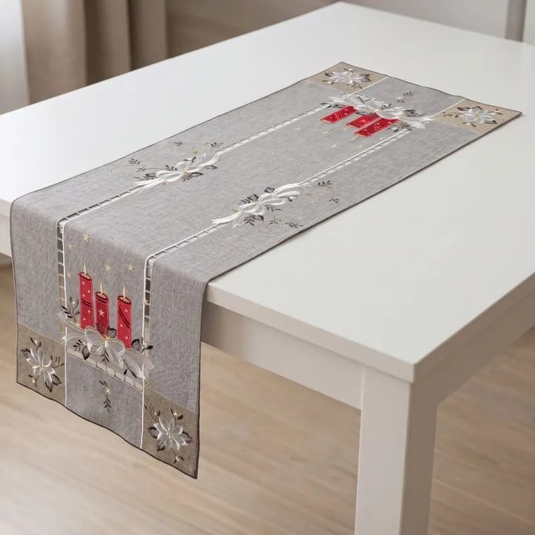Behúň s výšivkou TRI SVIEČKY 40 x 110 cm