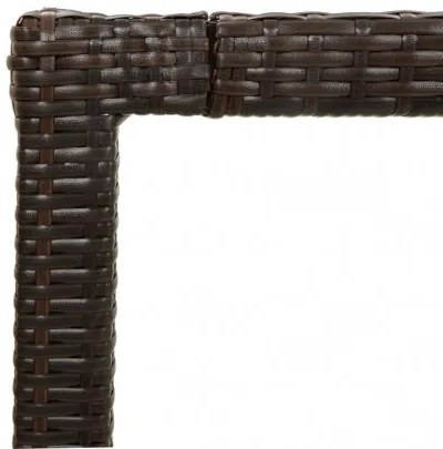 vidaXL Záhradný stôl 150x90x75 cm tvrdené sklo a polyratan hnedý-