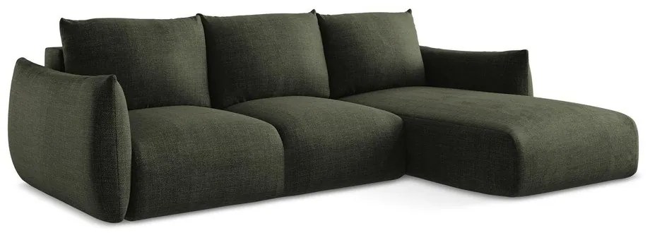 Zelená rozkladacia rohová pohovka (pravý roh/s leňoškou) Leila – Makamii