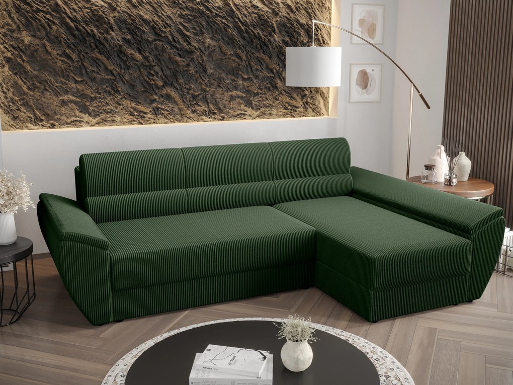 Rohová sedacia súprava Radiant L3 (zelená) (P). Akcia -20%. Vlastná spoľahlivá doprava až k Vám domov. 1057479