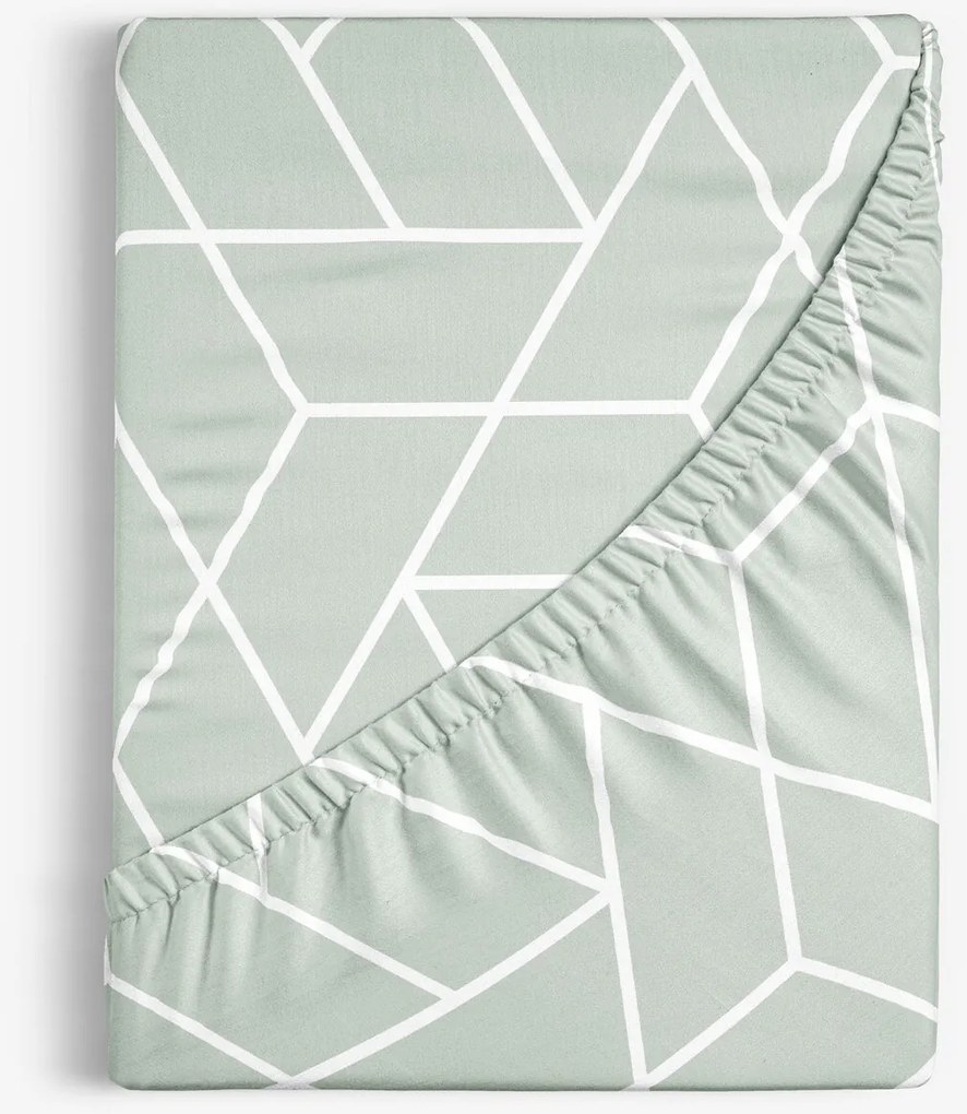 Goldea bavlnená napínacia plachta - mozaika na šalviovom 160 x 200 cm