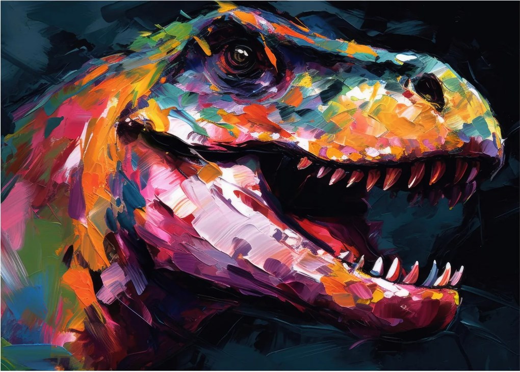 Sklenený obraz - Dinosaurus, maľba (70x50 cm)