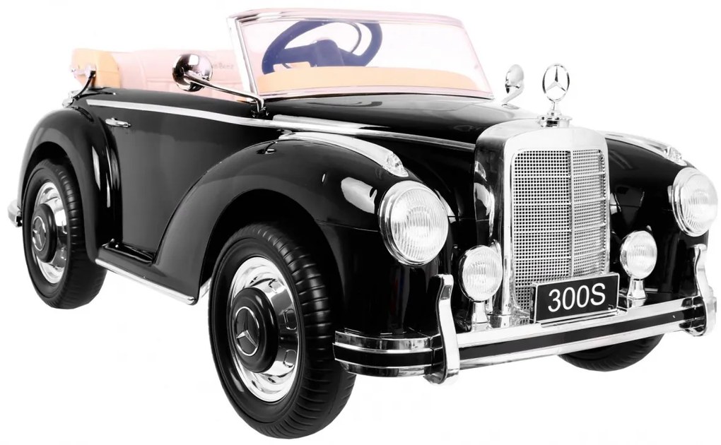 Mercedes Benz 300S Retro pre deti + diaľkové ovládanie + EVA + free Start + LED MP3 - čierne