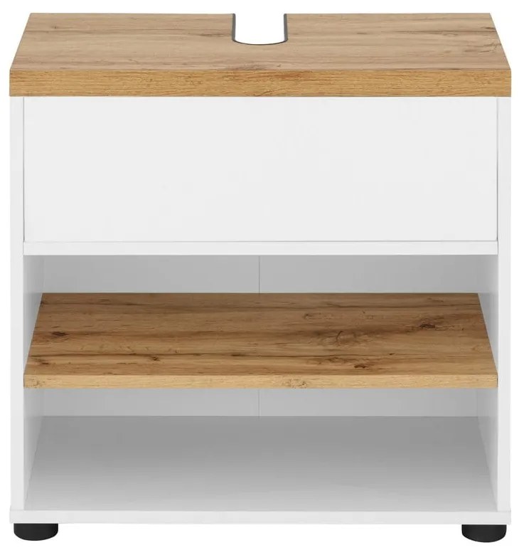 Biela skrinka pod umývadlo v dekore duba 60x57 cm Thessa – Støraa