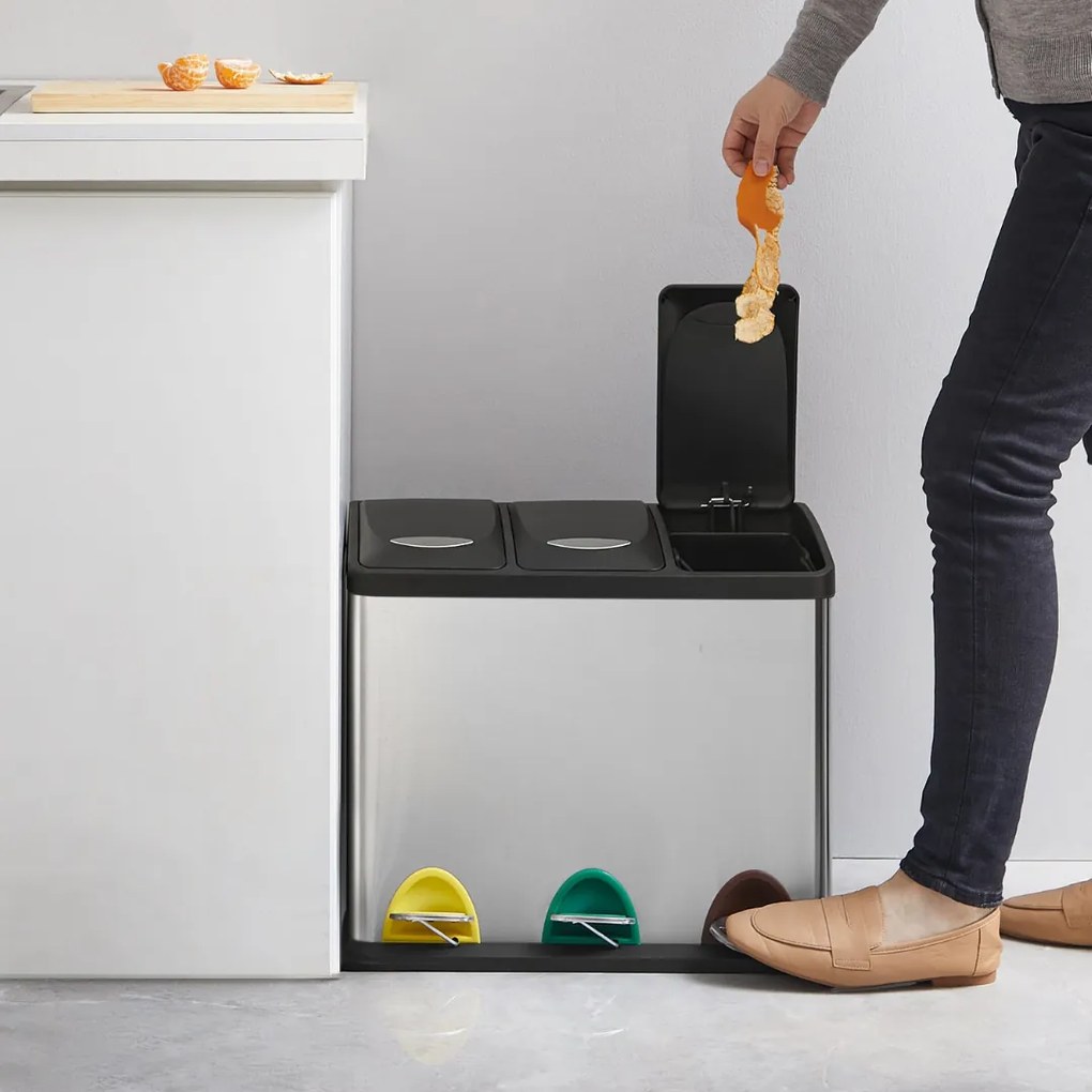 Kôš na separovanie odpadu SORT 24l (3x8l), strieborná Jurhan
