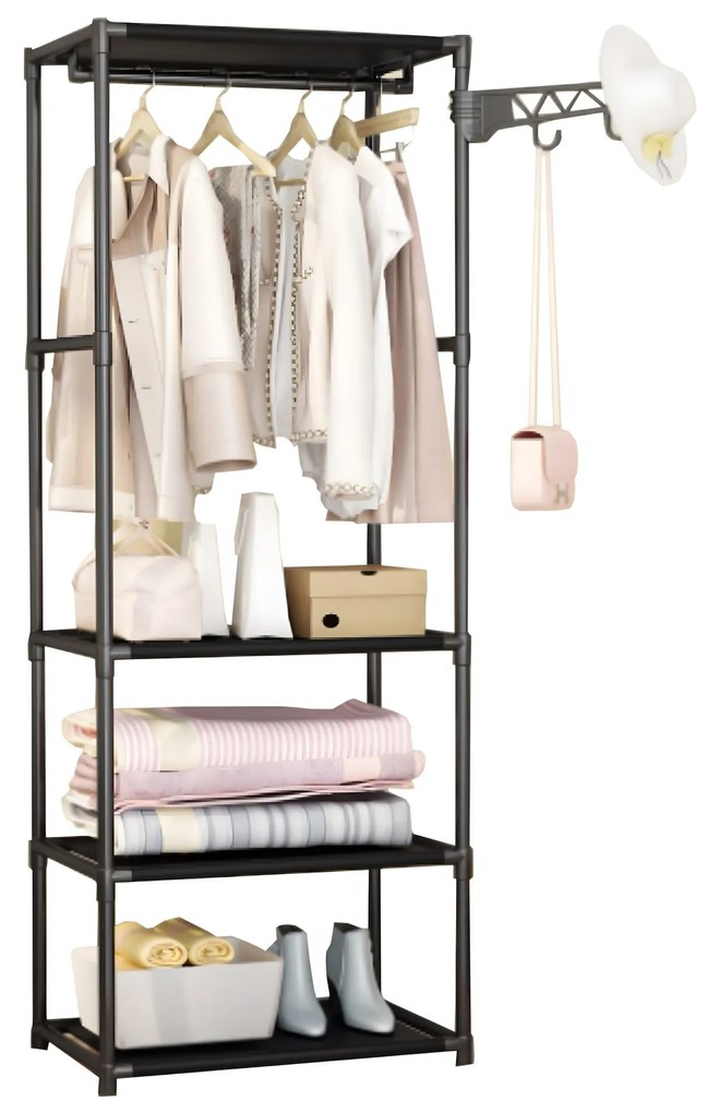 Otvorená šatníková skriňa MILENA čierna