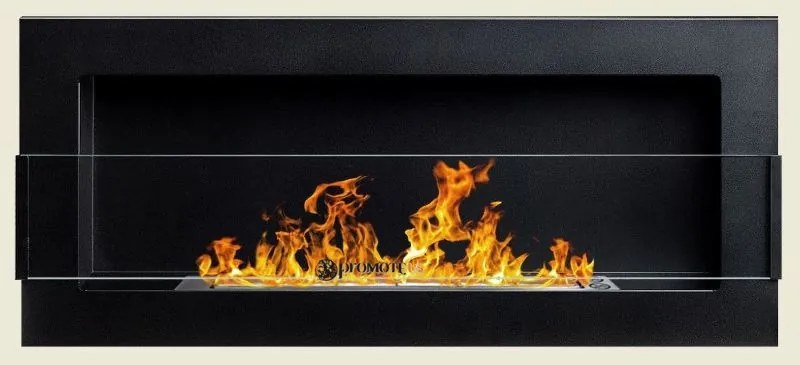 Závesný biokrb na stenu AIASA ČIERNY MAT SO SKLOM 90x40x12