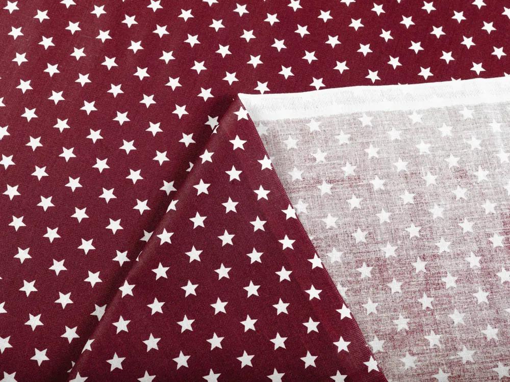 Biante Bavlnený záves Sandra SA-351 Biele hviezdičky na tmavo červenom 130x150 cm