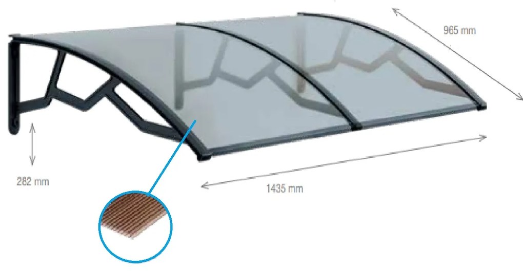 ARTPLAST Vchodová strieška 100x145cm, dymová