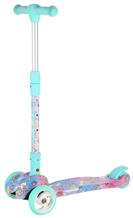 Detská trojkolesová kolobežka NILS Fun HLB15A Mint s LED