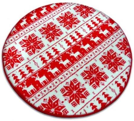 Sammer Moderný koberec s vianočným motívom v červenej farbe priemer 80 cm GR1644