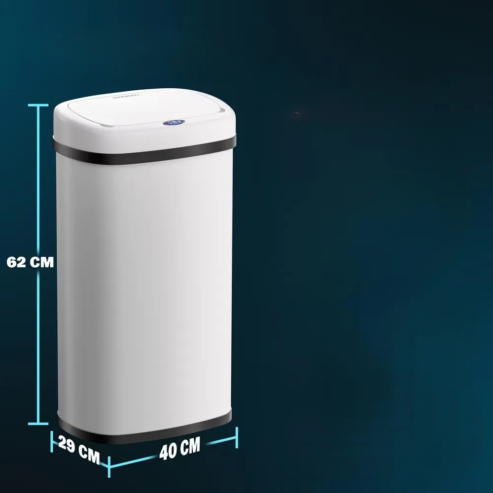 InternetovaZahrada Bezdotykový hranatý odpadkový kôš s USB 50 L - biely