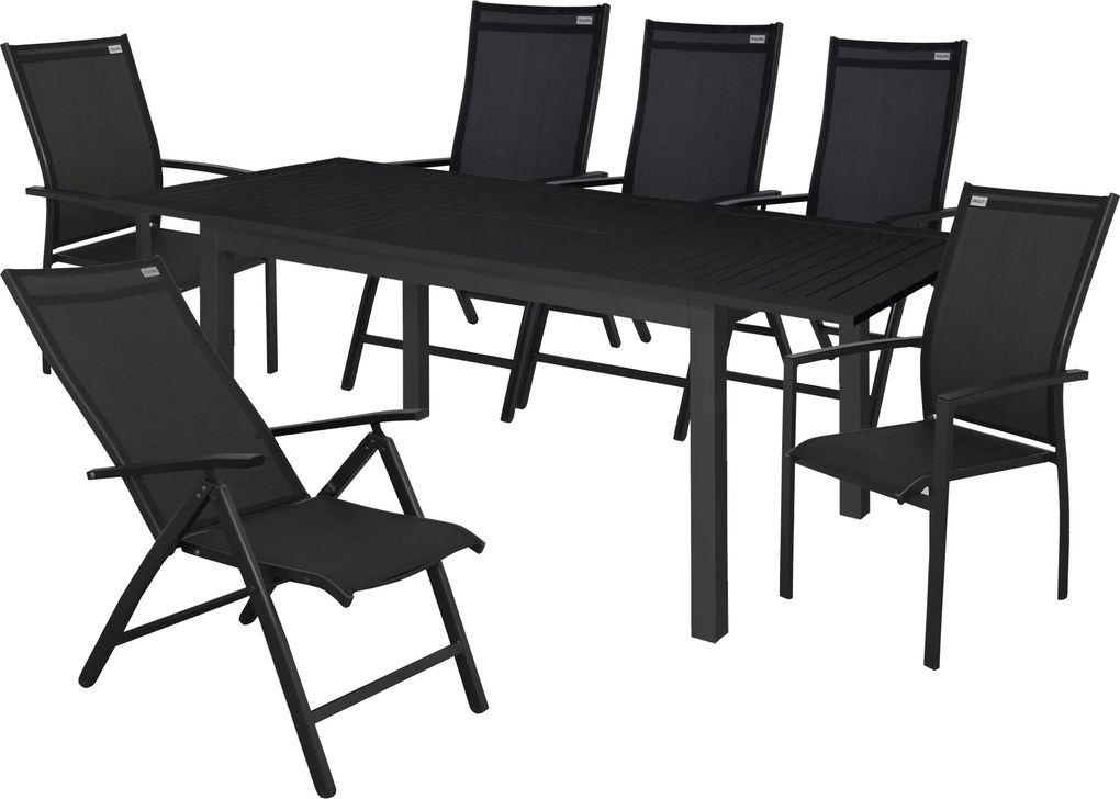 Doppler EXPERT ANTRACIT, 4 polohovacie a 2 stohovateľné kreslá, 4+2+1