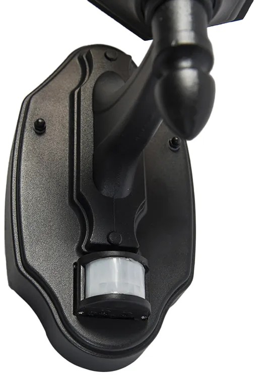 Vonkajšia nástenná lampa čierna s pohybovým senzorom IP44 - New Orleans up