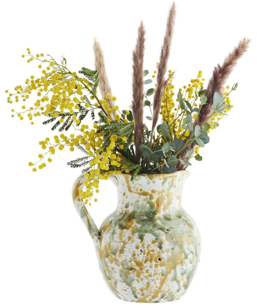 MADAM STOLTZ Dekoratívny terakotový džbán Mustard/Green