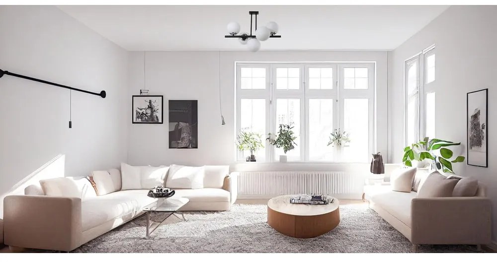 Biele/čierne stropné svietidlo so skleneným tienidlom ø 15 cm Sail – Squid Lighting