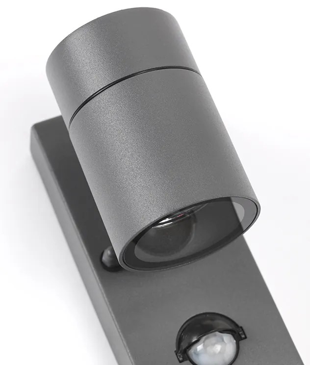 Vonkajšia nástenná lampa antracit IP44 s pohybovým senzorom - Solo