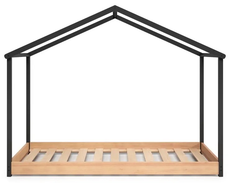 Antracitovosivá detská posteľ Marckeric Arthur, 90 x 190 cm