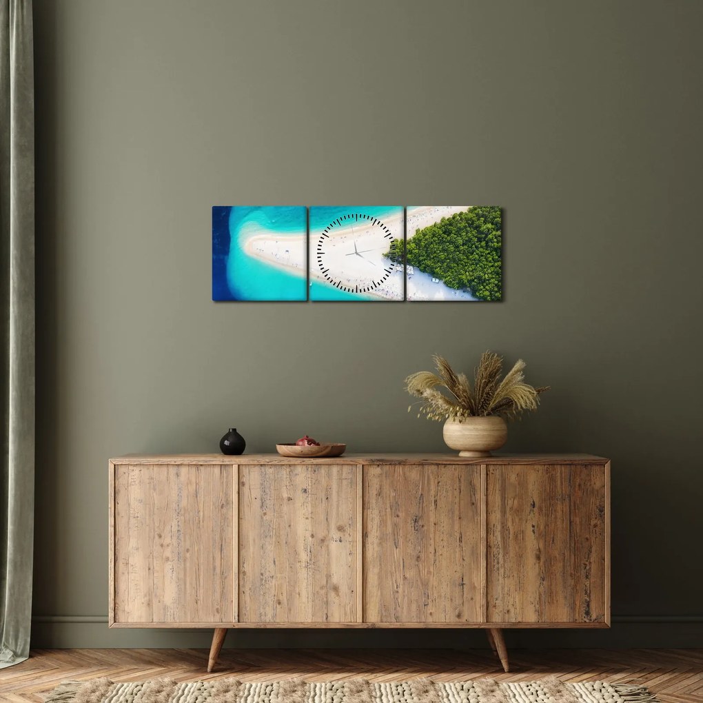 Obraz - Ostrav Hvar, Chorvátsko (s hodinami) (90x30 cm)