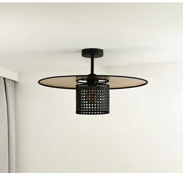 Duolla - Prisadený luster TOKYO RATTAN 1xE27/15W/230V pr. 50 cm zlatá/čierna
