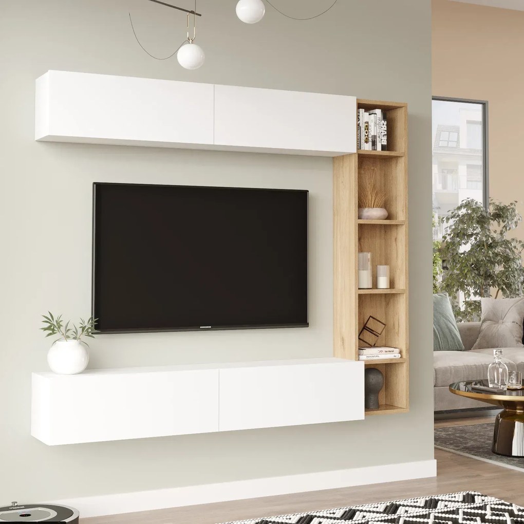 TV stena Houseland Cohen Oak Castello/biela