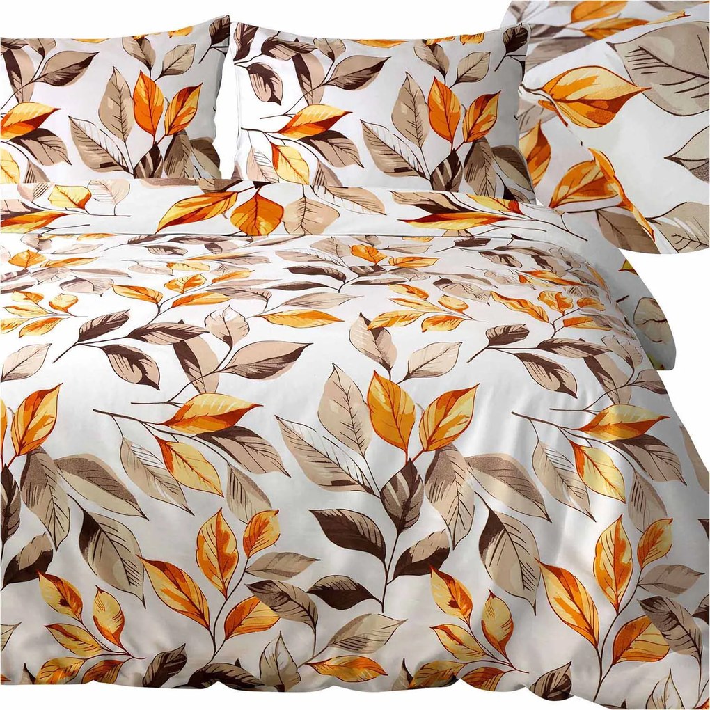 SATÉNOVÉ OBLIEČKY LEAVES EXCLUSIVE 160X200 CM, 2KS 70X80 CM LISTY