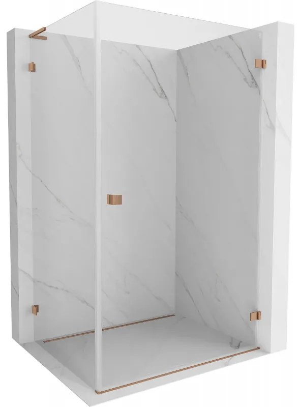 Mexen Lunar-B L výklopný sprchový kút pravý 90 x 70 cm, číre sklo, medená matná, 832L-090-070-65-00-P