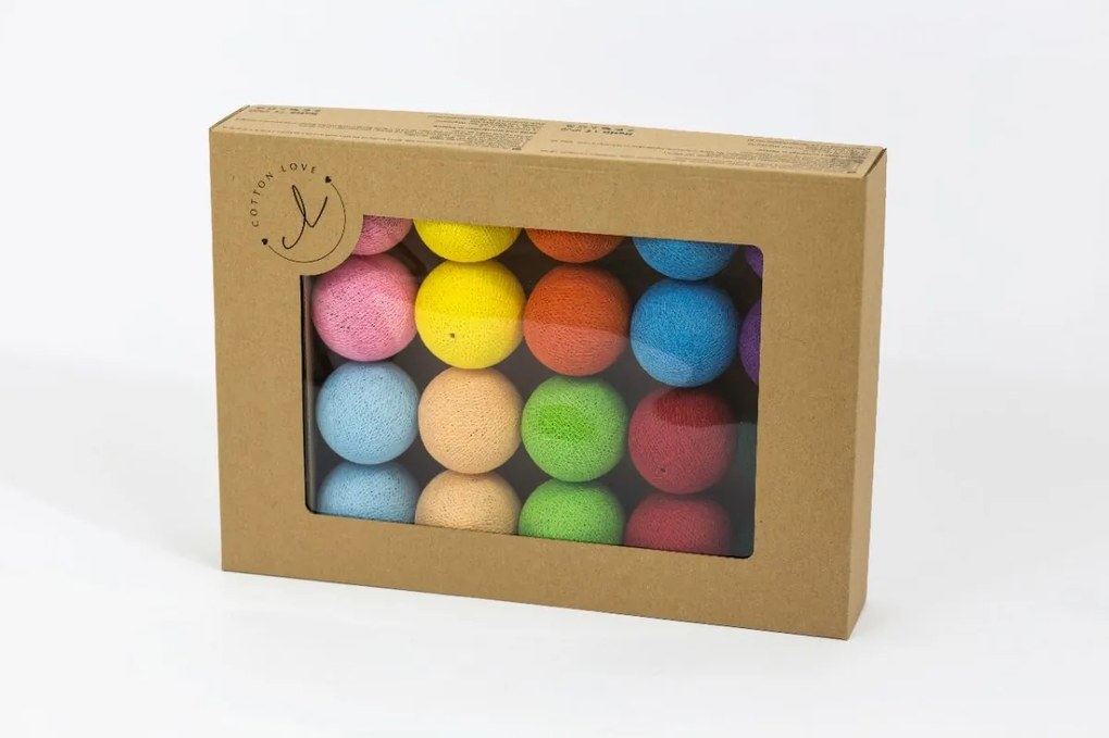 Bavlnené svietiace guličky multicolor 50 guličiek Cottonlove