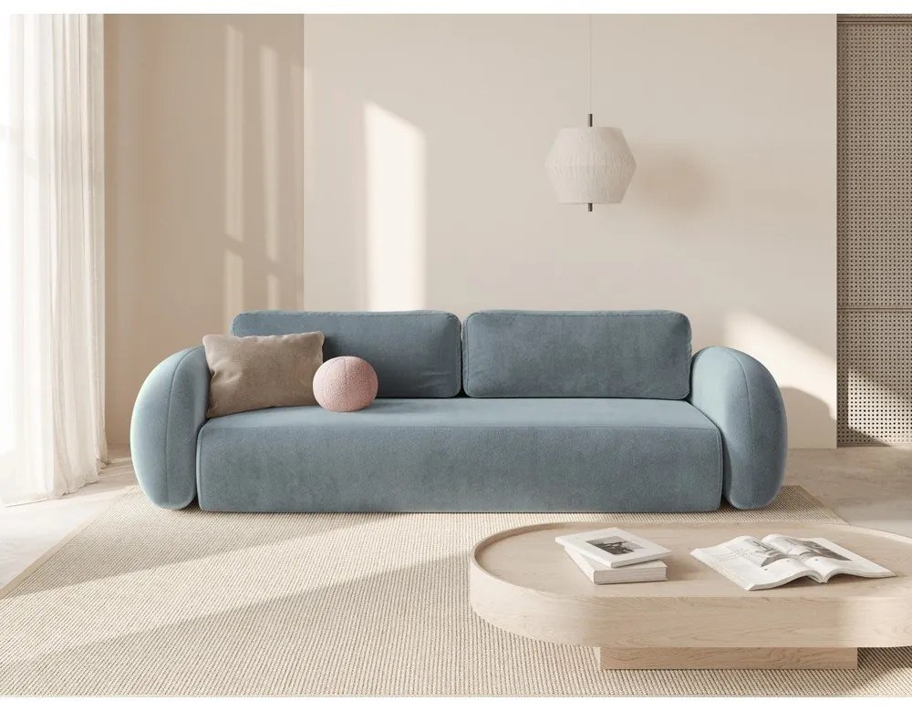 Sivomodrá zamatová rozkladacia/s úložným priestorom pohovka 262 cm Tonale – Cosmopolitan Design
